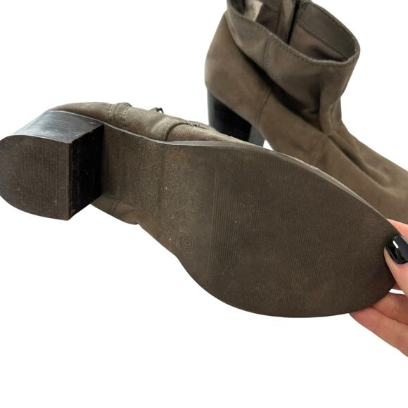 Old Navy Stone Gray Heeled Ankle Boots Size 9 Faux Leather Zipper Casual - Picture 4 of 5